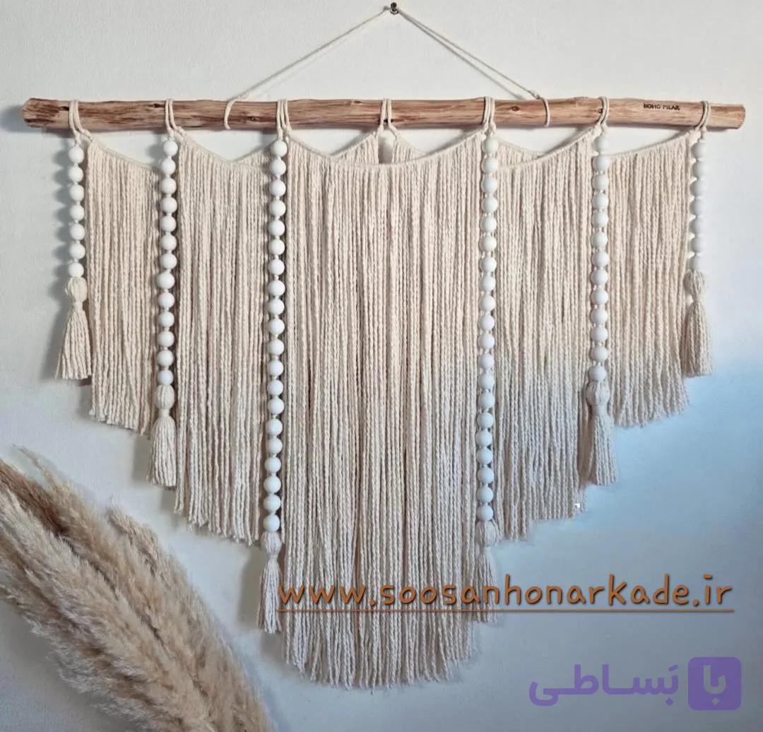 آویز مکرومه مدل بوم ریس مهره دار در طرح و رنگ‌مختلف کدسفارش ۱۰۷۹