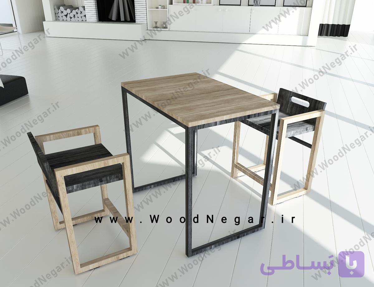 صندلی و میز کافه ای و آشپزخانه دو نفره چوبی سری Cubic Furniture