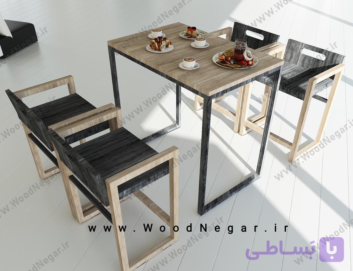 صندلی و میز چهار نفره کافه ای و ناهارخوری سری Modern Frame Cafe