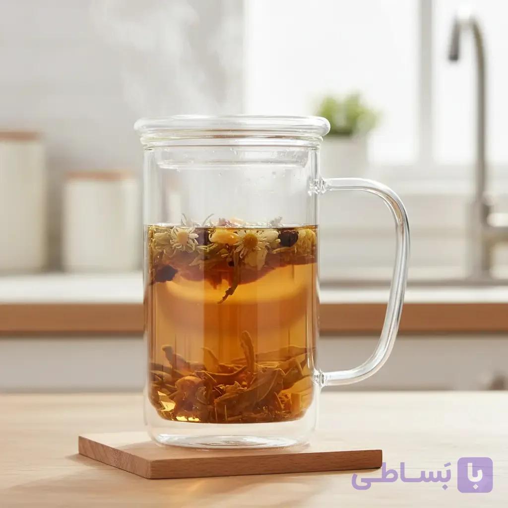 لیوان دمنوش پیرکس صافی دار — تصویر 1