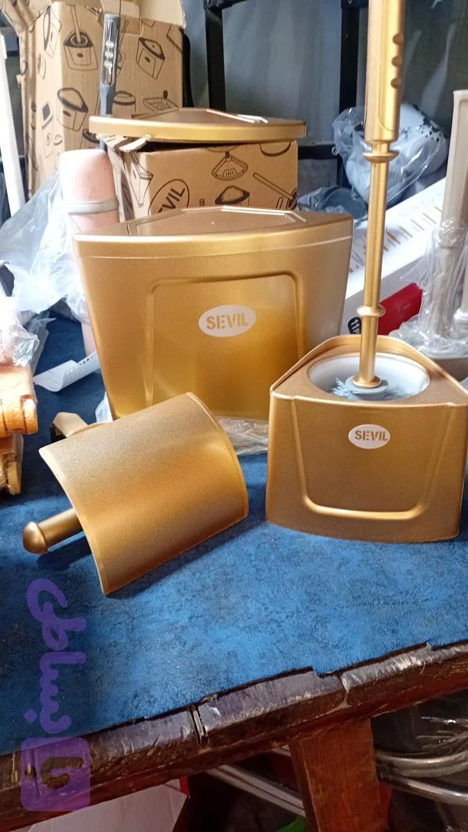ست ۳ تیکه سطل و فرچه و جا دستمالی دیواری