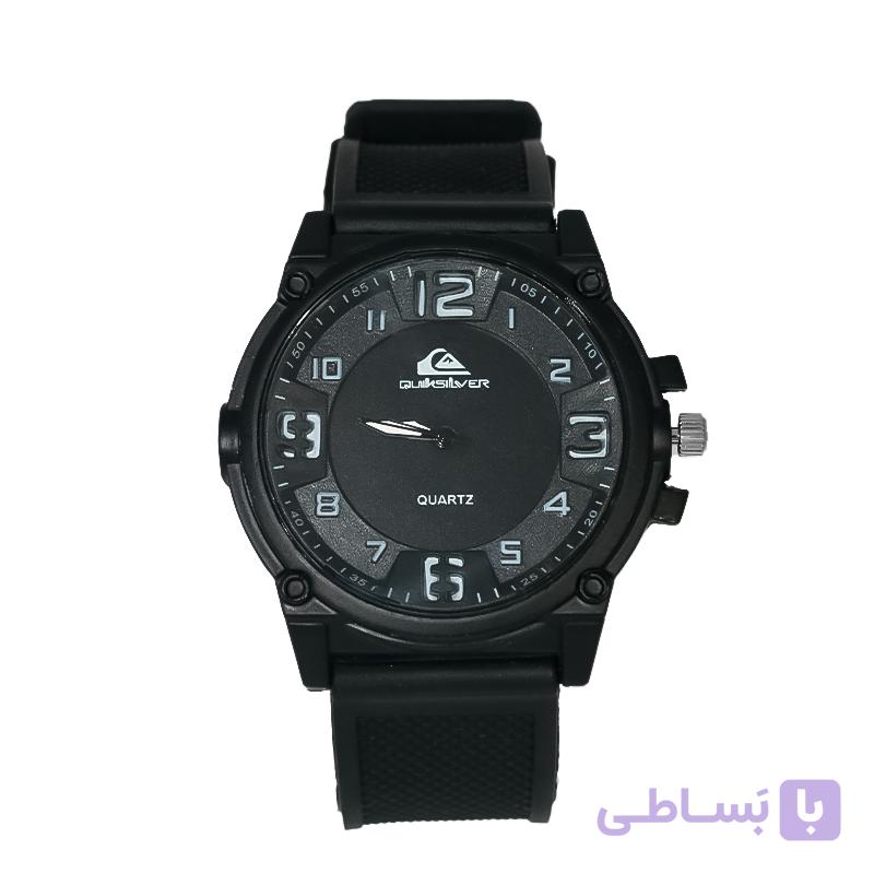 ساعت مچی مردانه با بند سیلیکونی تمام مشکی — تصویر 1