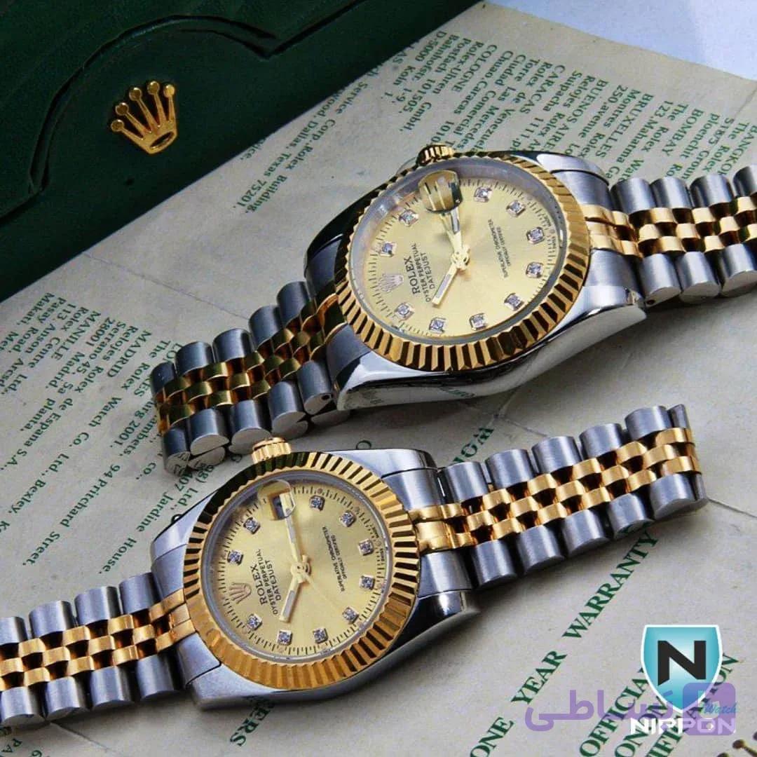 ساعت مچی رولکس دیت جاست ۰۰۲ با بند دو رنگ — تصویر 1