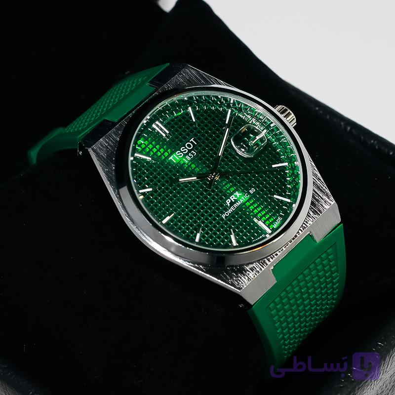 ساعت مردانه تیسوت PRX صفحه سبز مینیمال — تصویر 1