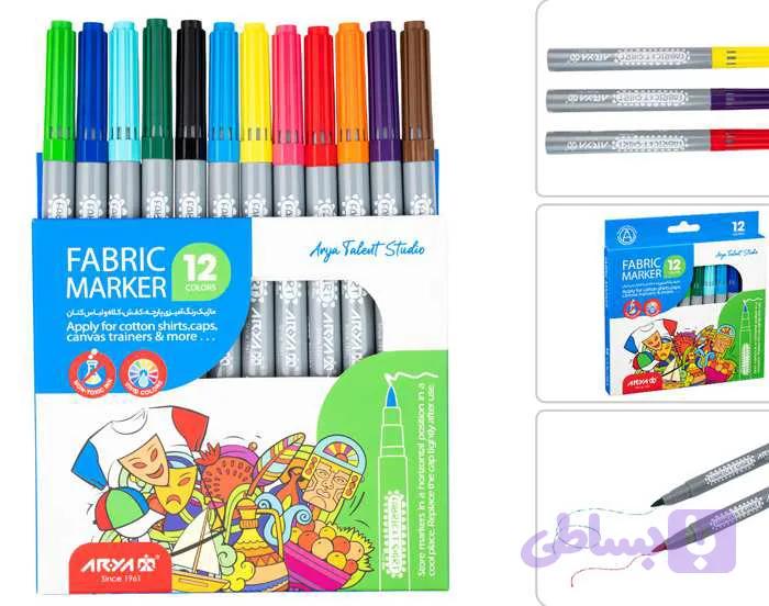ماژیک ۱۲ رنگ پارچه و لباس — تصویر 1