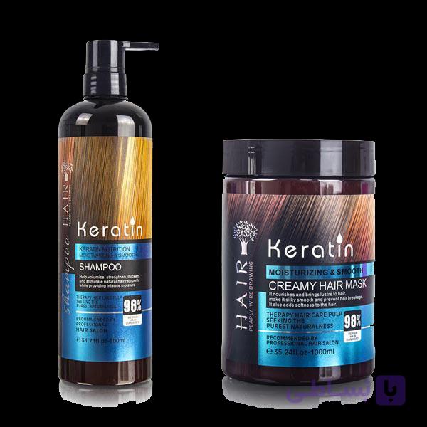 پک شامپو+ماسک مو HAIR مدل KERATIN کراتینه بدون سولفات اصل