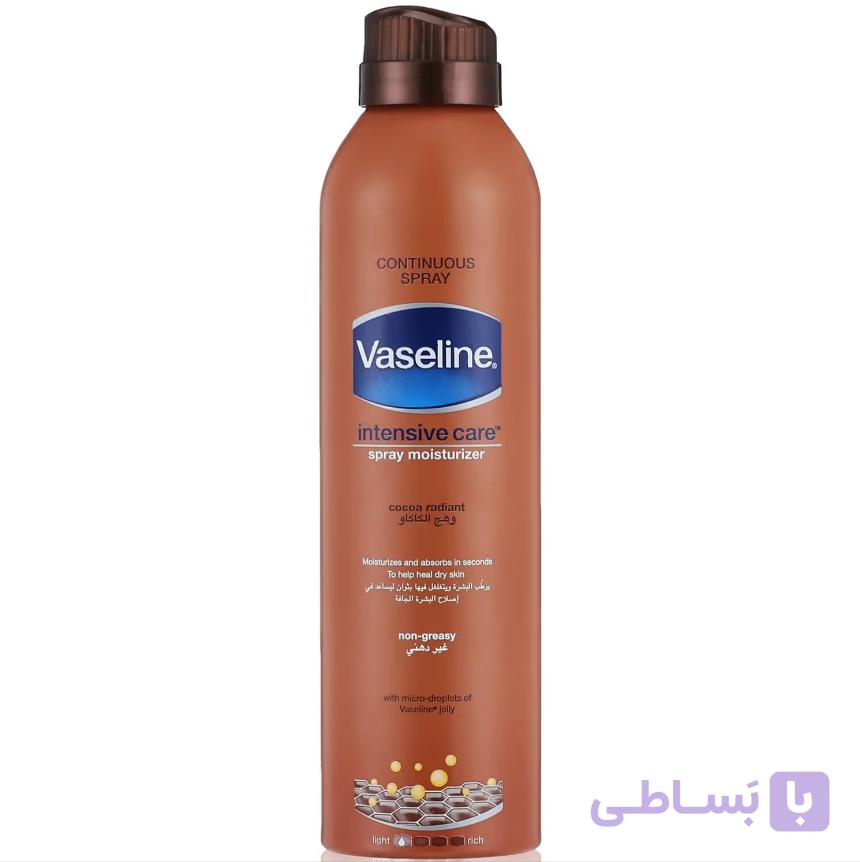اسپری آبرسان و درخشان کننده بدن وازلین Vaseline Cocoa Radiant حجم 190 میلی لیتر