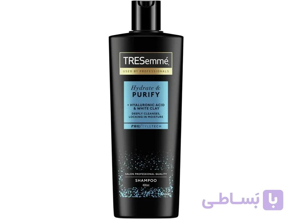 شامپو آبرسان و پاک‌کننده پوست سر چرب ترزمه Tresemme Hydrate and Purify Moisturizing Shampoo 400ml