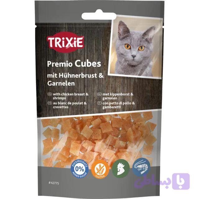 تشویقی نرم گربه برند تریکسی طعم مرغ و میگو وزن 50 گرم