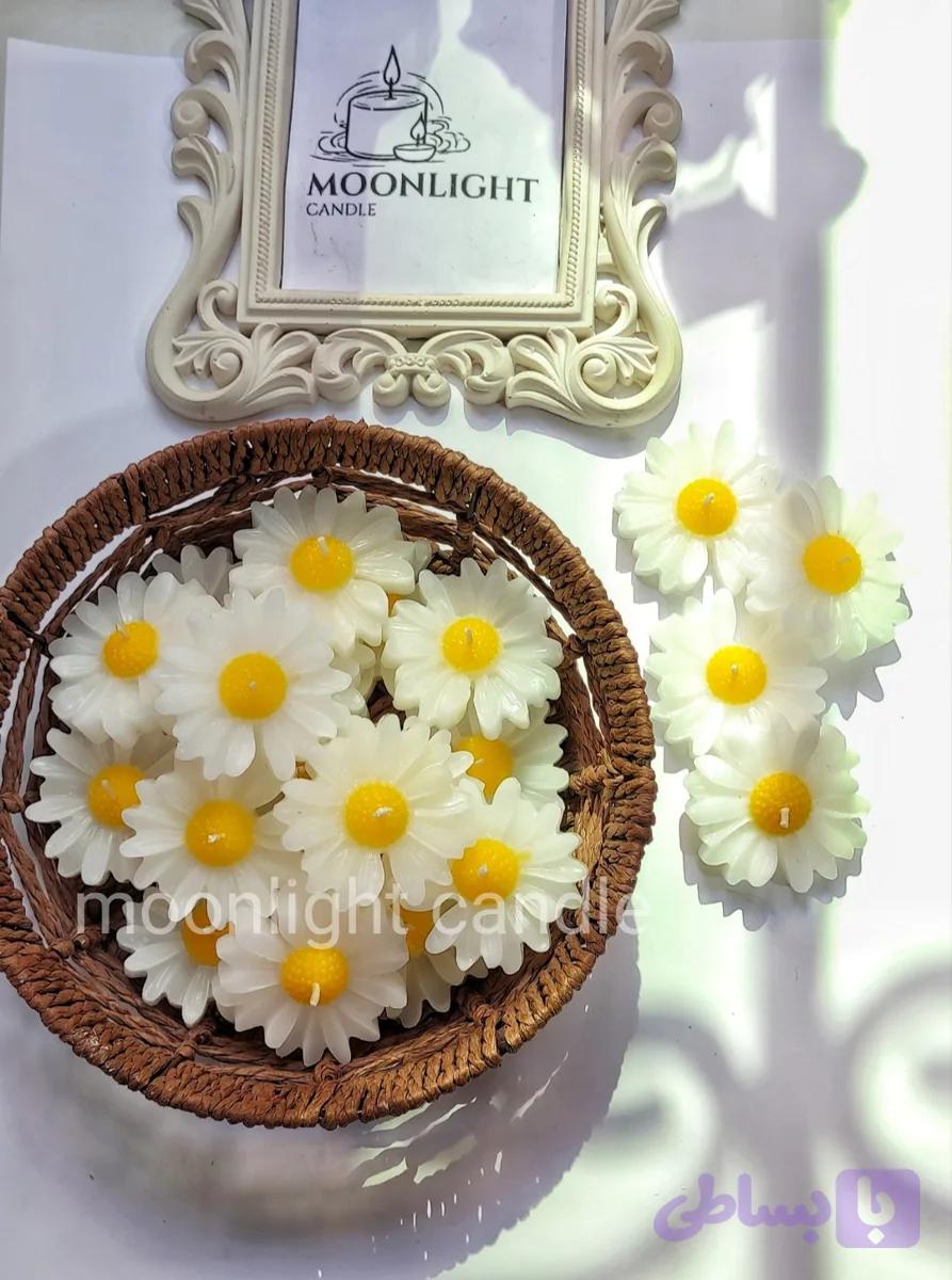 شمع بابونه سفید زرد پر طرفدار moonlight رو آبی