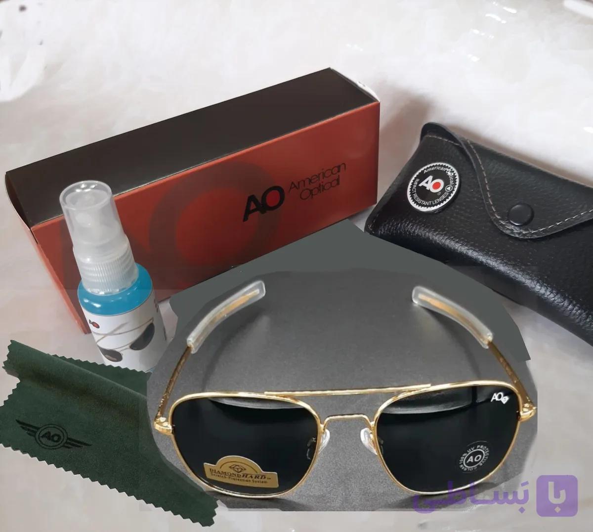 عینک خلبانی امریکن اپتیکال AO فریم طلایی شیشه دودی — تصویر 1