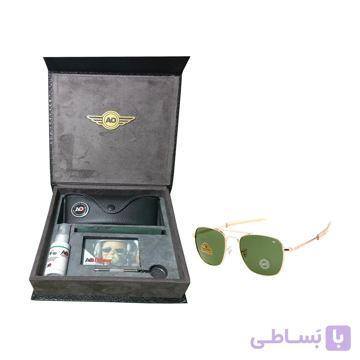عینک خلبانی با پک کامل چرمی AO — تصویر 1