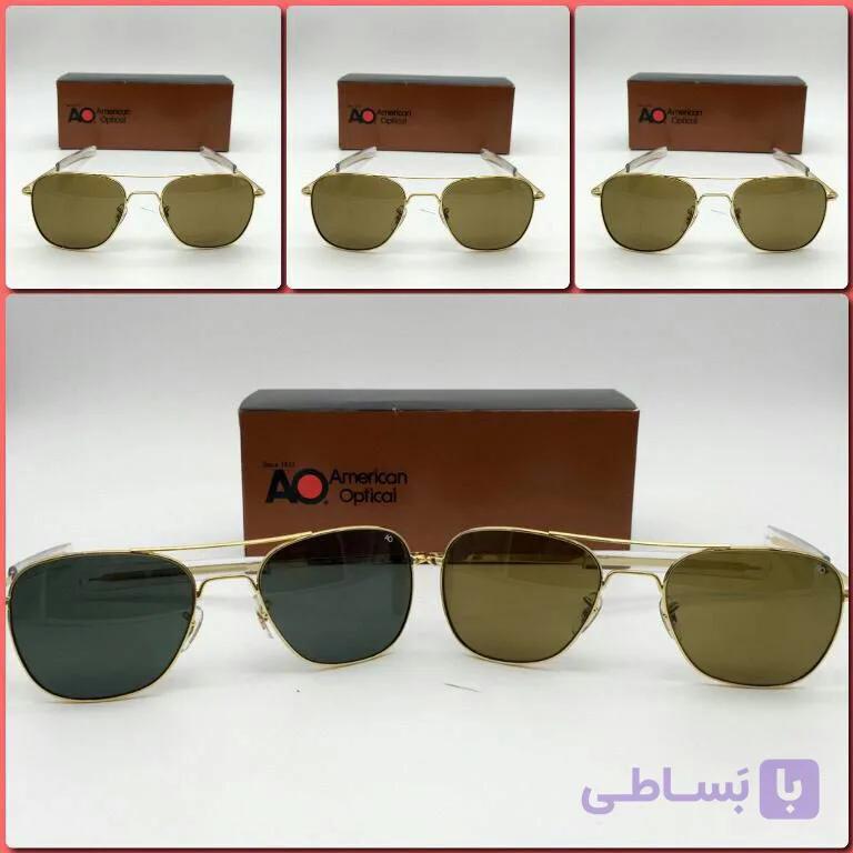 عینک خلبانی(فریم طلایی شیشه عسلی ) AO — تصویر 1