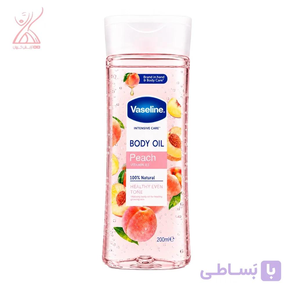 روغن بدن وازلین هلو حاوی ویتامین Vaseline Intensive Care Body Oil Peach Vitamin B3