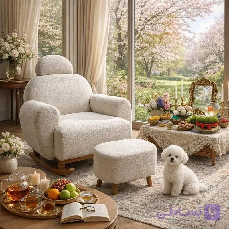 صندلی راک چوبی گهواره ای مدل نیلی — تصویر 1