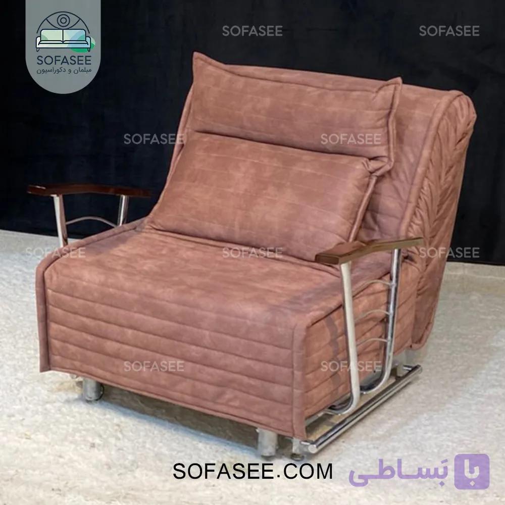 کاناپه تخت خواب شو مدل پانیذ دسته فلزی — تصویر 1