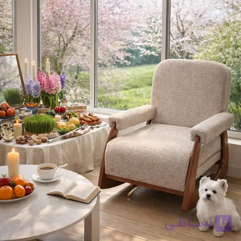 صندلی راک چوبی گهواره ای مدل شیلا