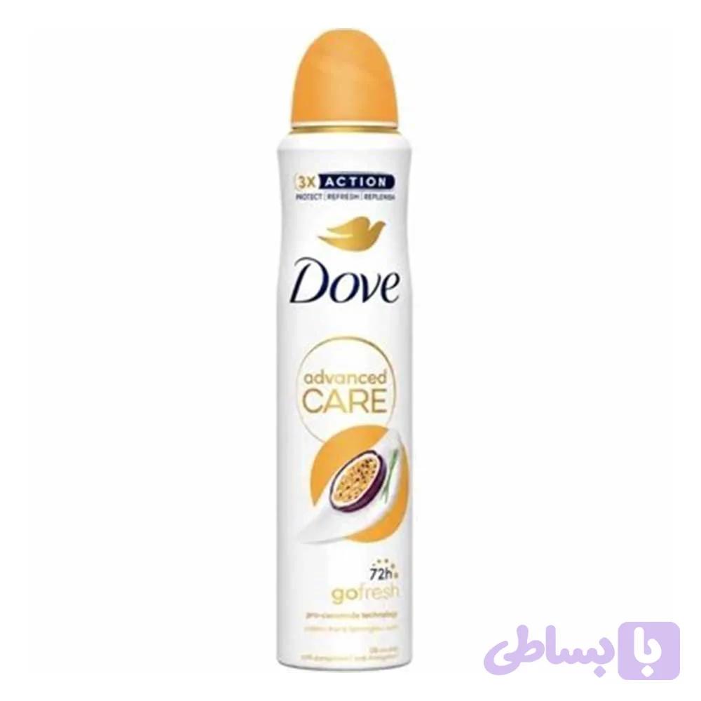 اسپری ضد تعریق زنانه داو مدل Dove Go Fresh با رایحه پشن فروت حجم 250 میلی‌لیتر