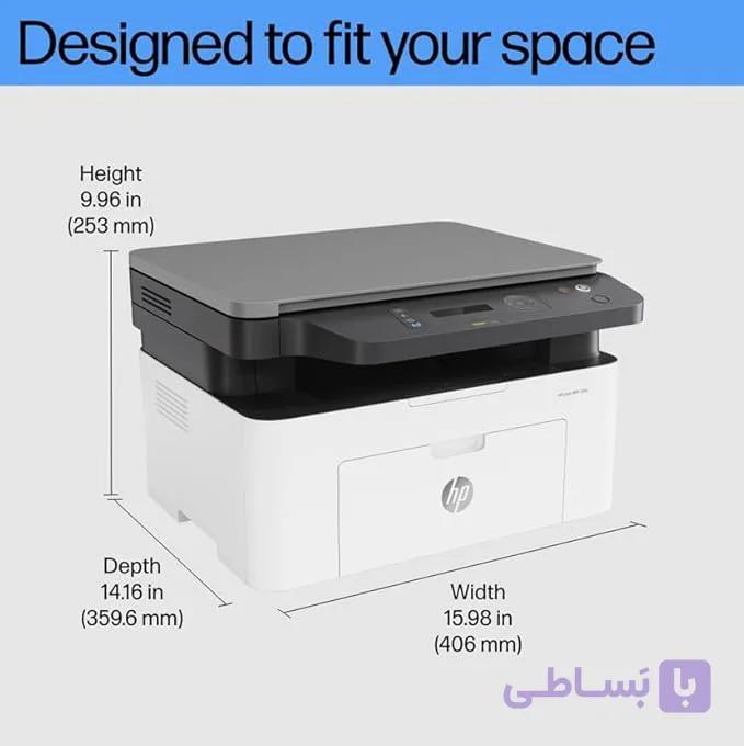 پرینتر اچ پی   mfp136w سه کاره با چاپ لیزری مدل ، سایز چاپ A4، قابلیت اتصال به شبکه بی‌سیم، — تصویر 1