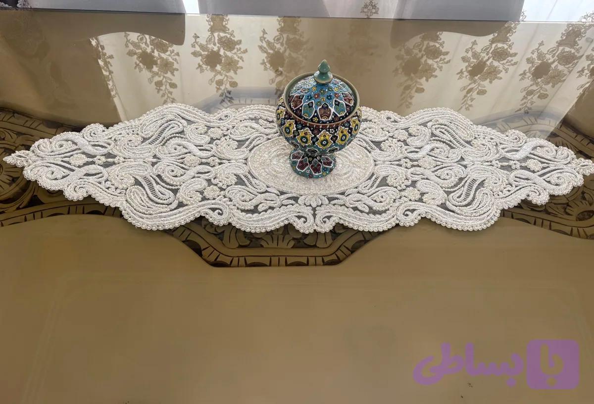 رانر نهارخوری کارشده مرواریدی مدل ویکتوریا
