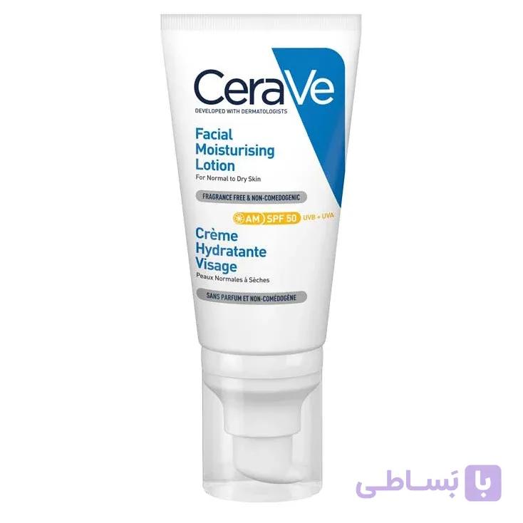 لوسیون ضد آفتاب بی رنگ سراوی SPF 50 مدل AM ‌مناسب پوست‌های معمولی حجم 52 میلی‌لیتر — تصویر 1