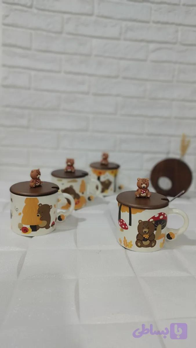 ماگ خرسی درب چوبی