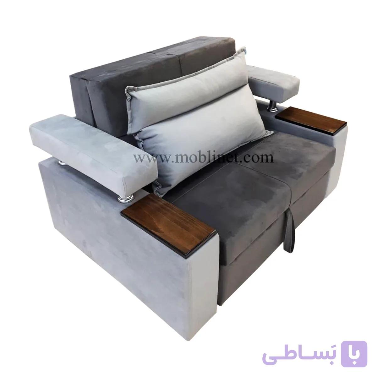 مبل تختخوابشو یکنفره باکس دار اکسان — تصویر 1