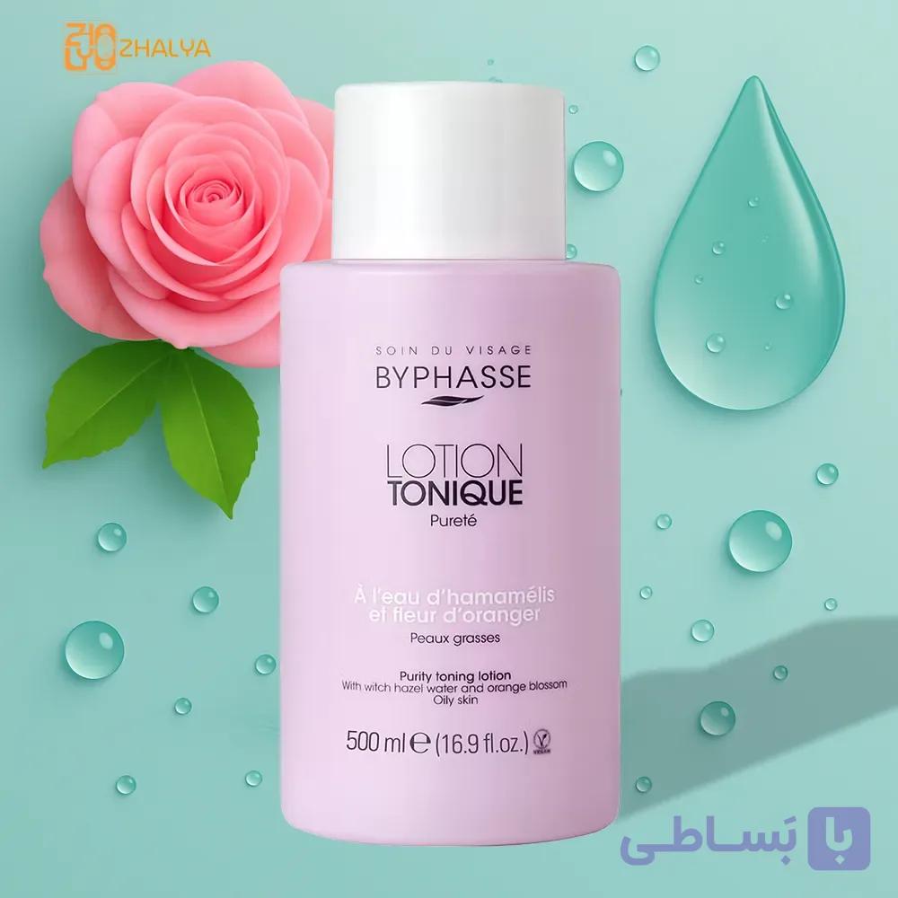 تونر صورت پوست چرب و مختلط بایفاس Byphasse  حجم 500 میل