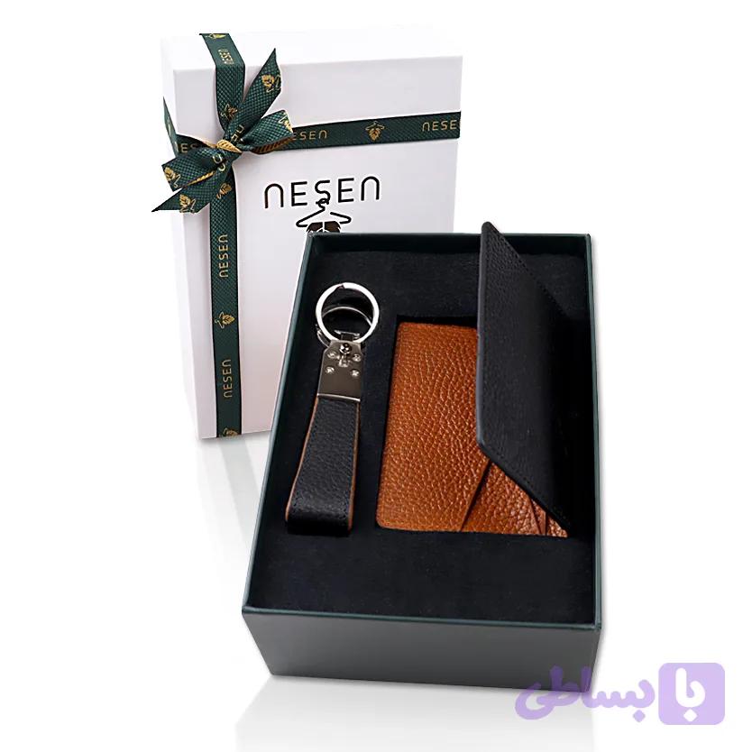 ست هدیه چرم طبیعی زنانه و مردانه NESEN کد TT12 — تصویر 1