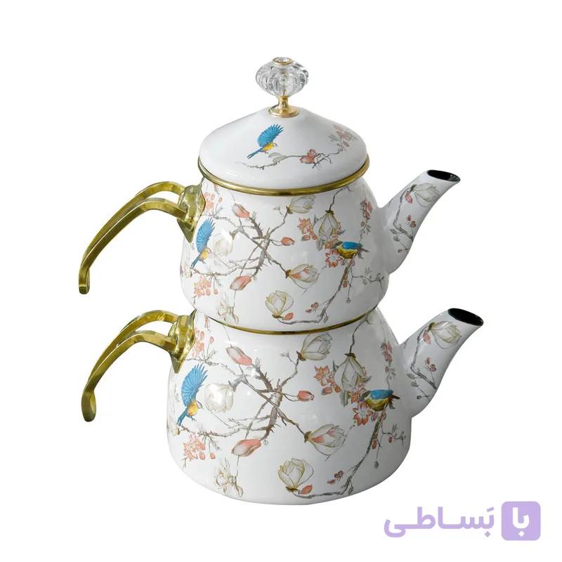 کتری و قوری شاهین مدل گل و پرنده  مدل 1356