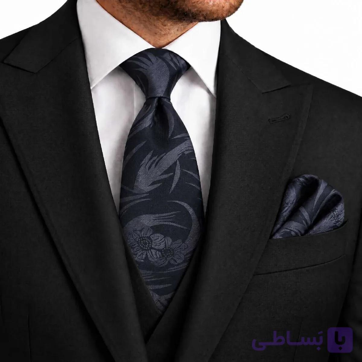 ست کراوات و پوشت ( دستمال جیب ) مردانه کد039 — تصویر 1