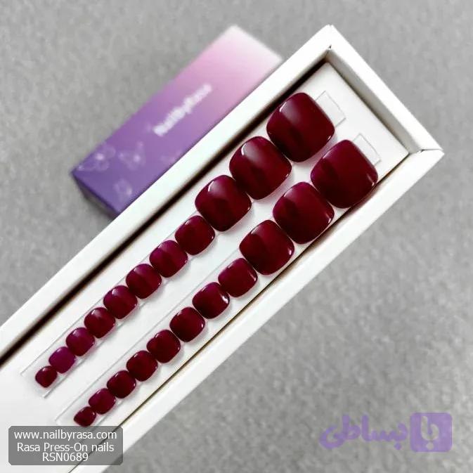 ناخن مصنوعی پا زرشکی ساده براق ست 24 تایی راسا – RSN0689