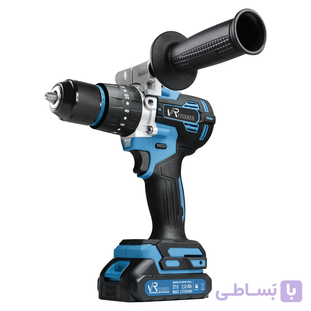 دریل چکشی دو باطری موتور براشلس ویوارکس مدل VR2102-BL — تصویر 1