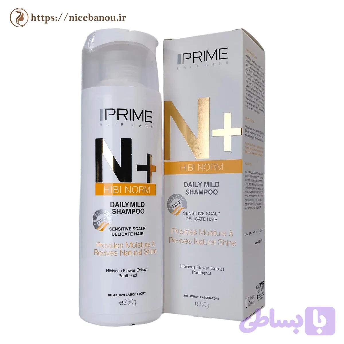 شامپو ملایم روزانه پرایم مدل N+ Hibi Norm مناسب پوست سر حساس 250 گرم — تصویر 1