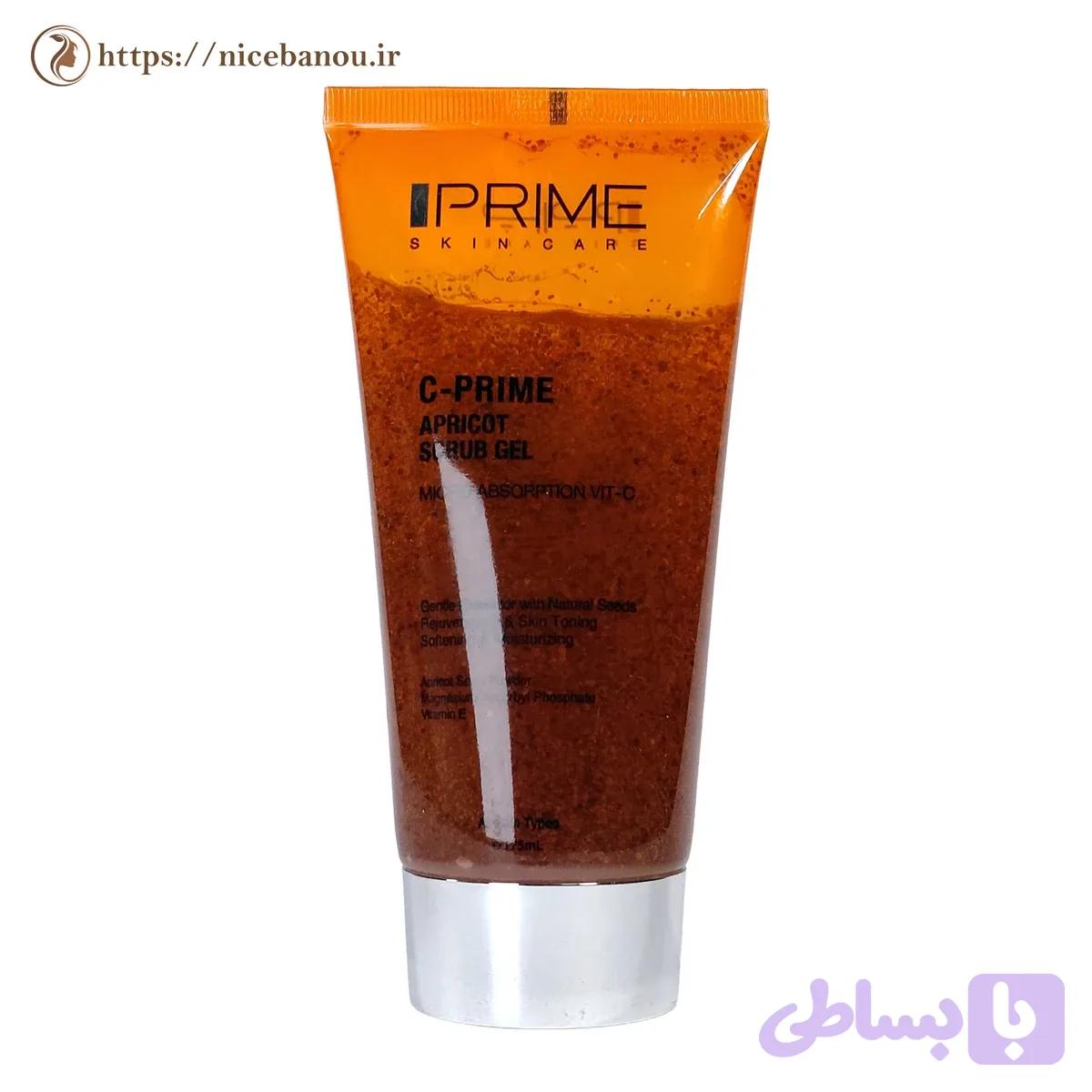 ژل اسکراب پاک‌کننده زردآلو و ویتامین C پرایم C-Prime حجم ۱۷۵ میلی‌لیتر — تصویر 1