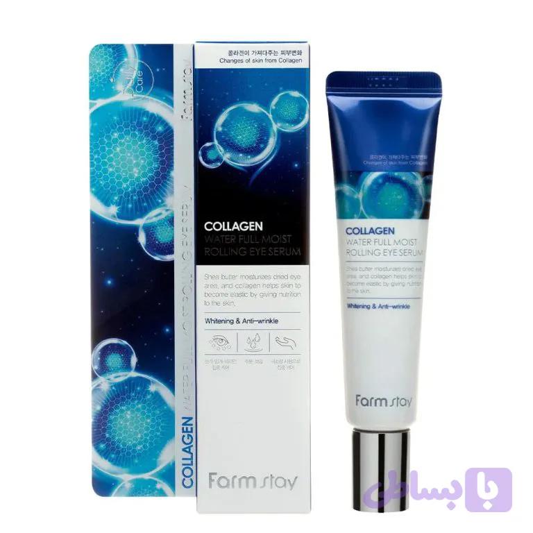 سرم دور چشم رولینگ کلاژن فارم استی (Farm Stay Collagen Water Full Moist Rolling Eye Serum) حجم 25 میلی‌لیتر