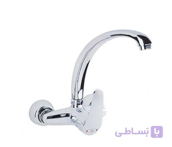 شیر ظرفشویی دیواری قهرمان مدل ایتالیایی | کروم با کارتریج اسپانیایی