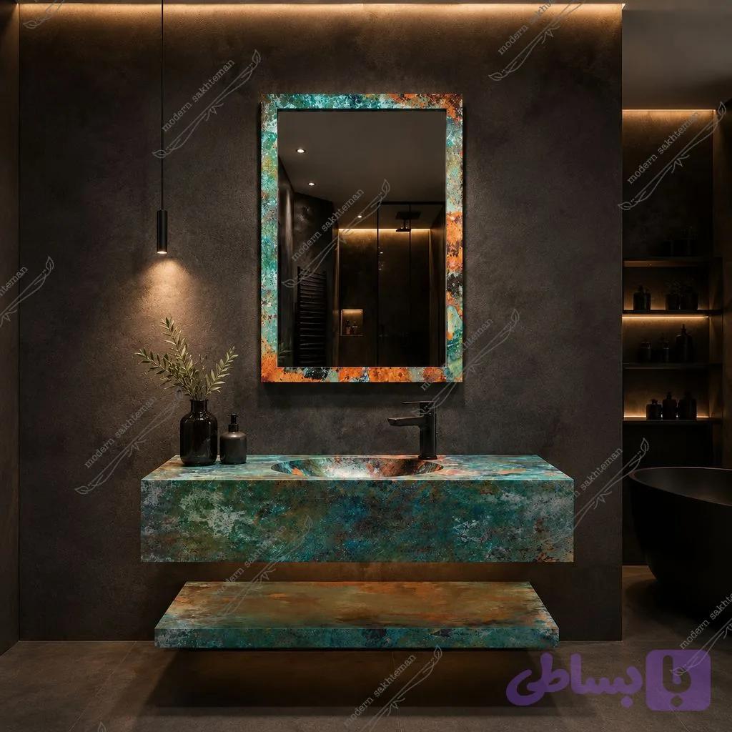 ست روشویی مارمونایت سبز مدل پتینه — تصویر 1