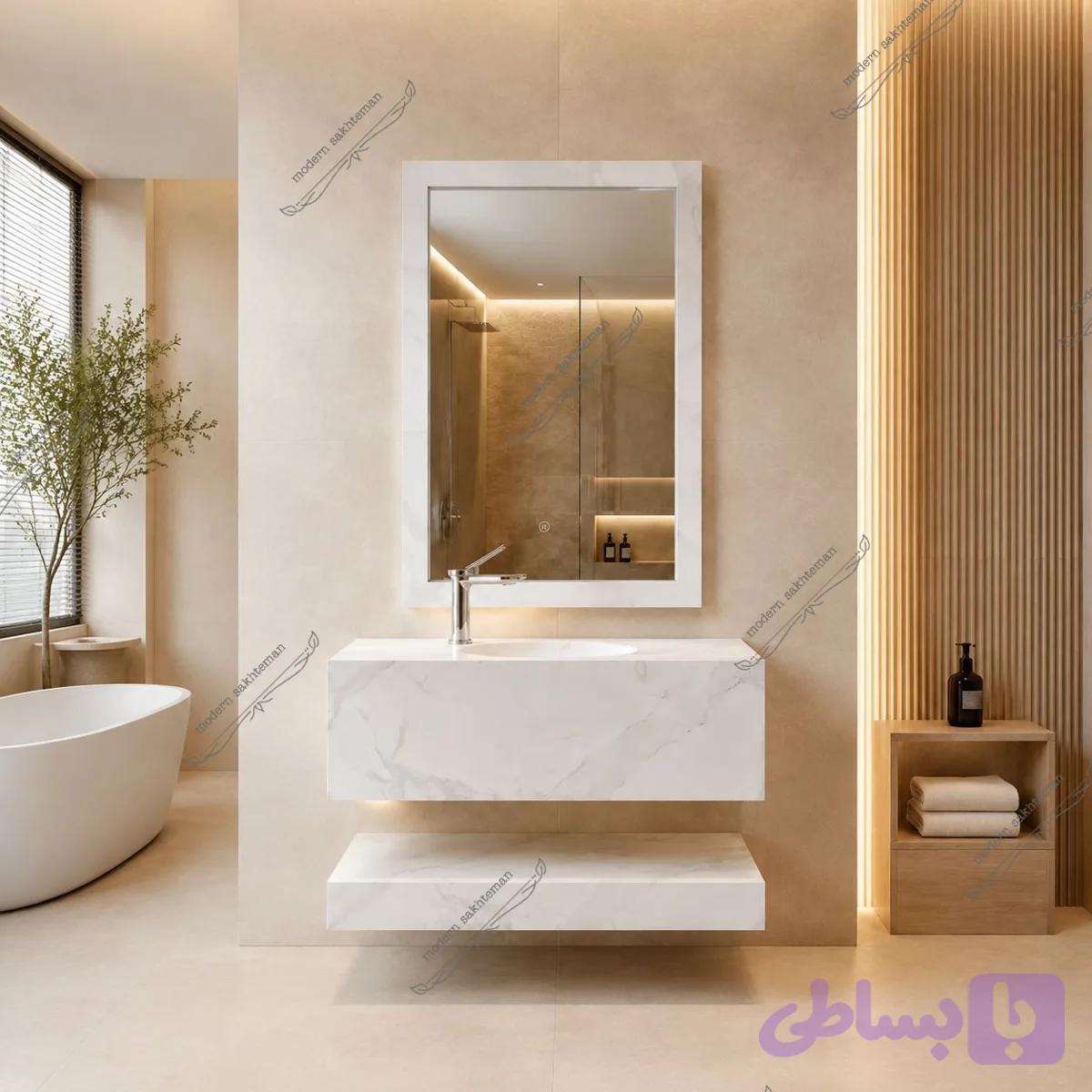 ست روشویی مارمونایت سفید مدل روما — تصویر 1