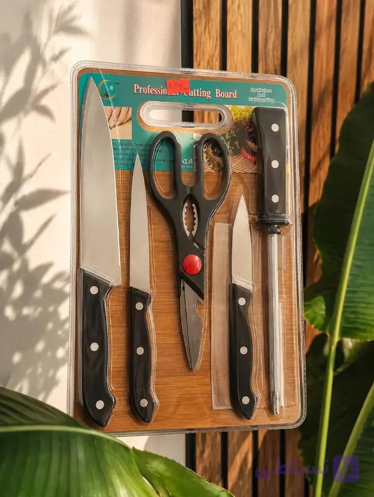 ست چاقو به همراه تخته گوشت