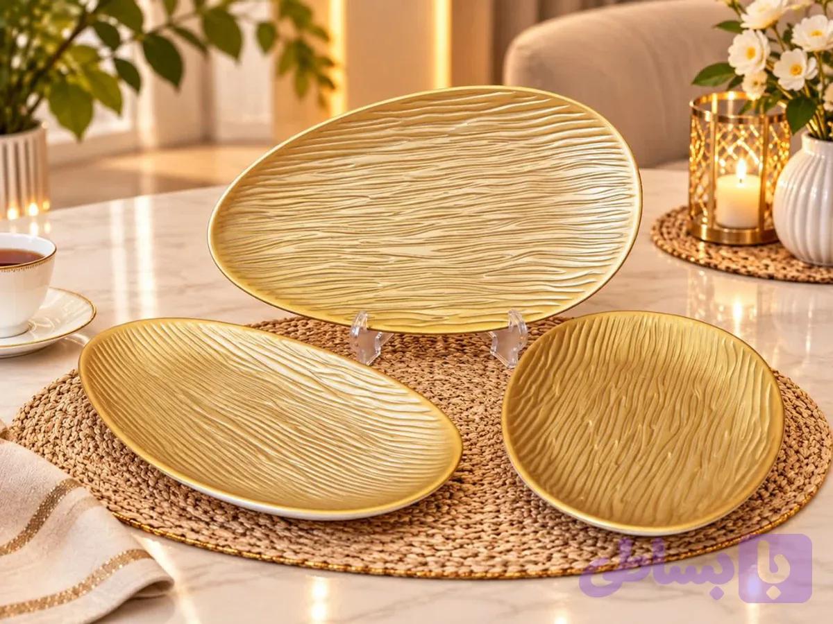 دیس چوبی طلایی دو سایزی