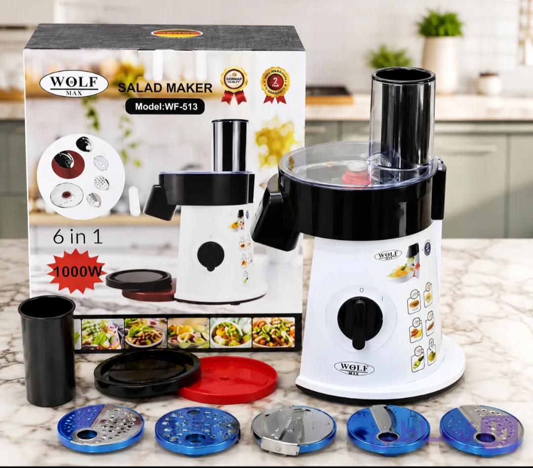 سالادساز و رنده برقی ۶ کاره ولف مکس WOLF MAX مدل WF-513 | موتور 1000 وات