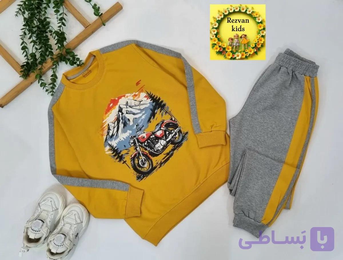 بلوز شلوار پسرانه طرح موتور کوهستان(10 تا 16 سال) — تصویر 1