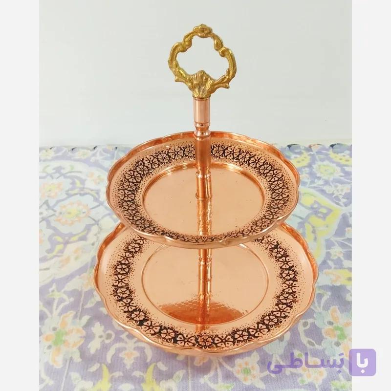 شیرینی خوری دو طبقه مسی درجه یک گلبرگ نانو
