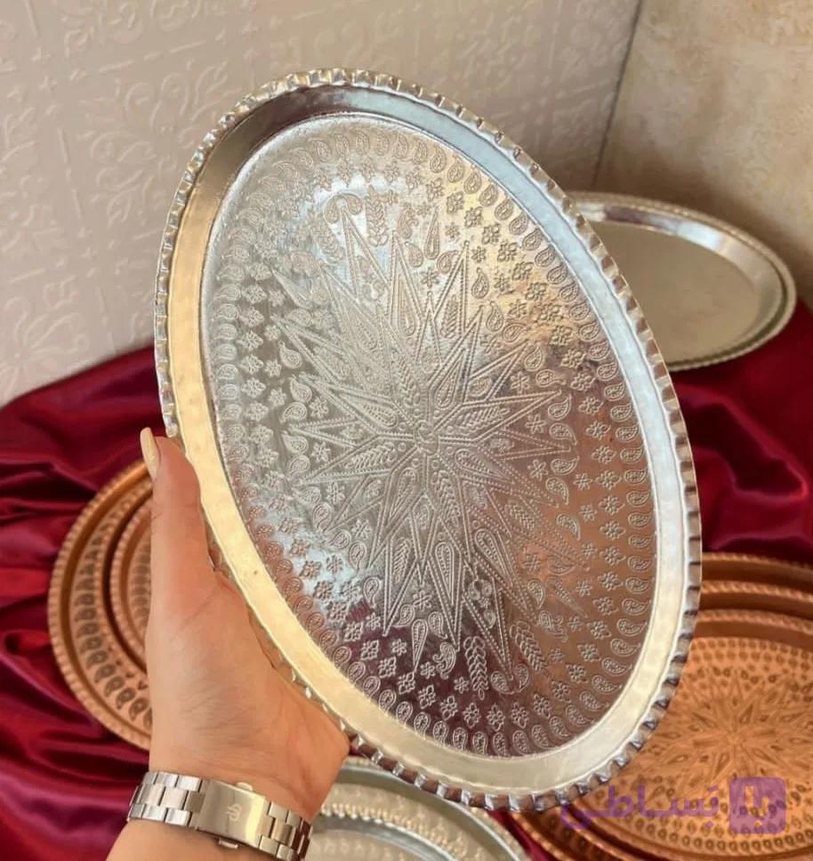 سینی مسی بیضی سایز 6 اندازه 36×23