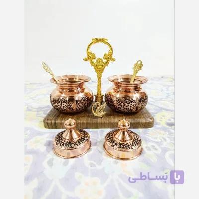 جا ادویه دوتایی مسی سیاه قلم