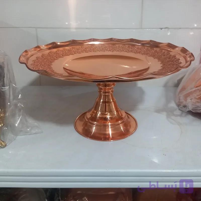 شیرینی خوری مسی ارتفاع 16و قطر32 سانت رز مس