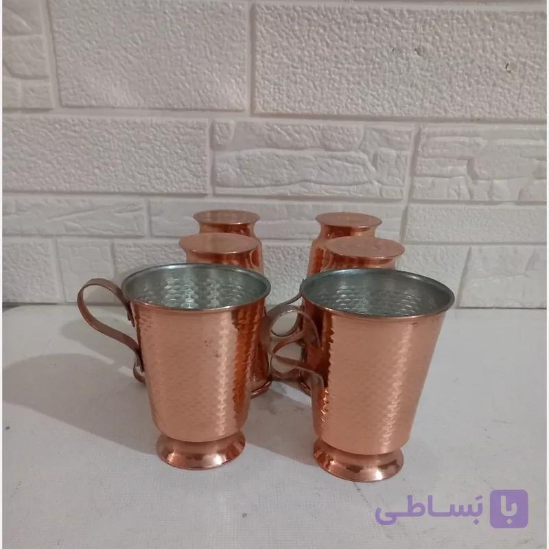 لیوان مسی چکشی شش تایی مدل شیک براق نانو شده