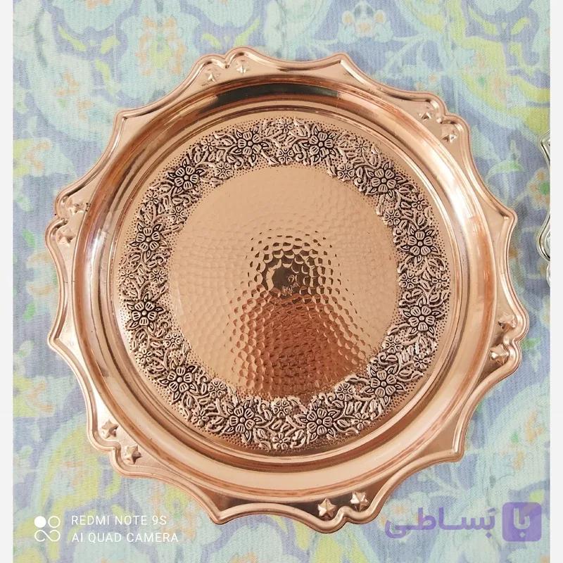 سینی مسی خورشیدی گلبرگ نانو شده کار فوق العاده اعلا با قطر34