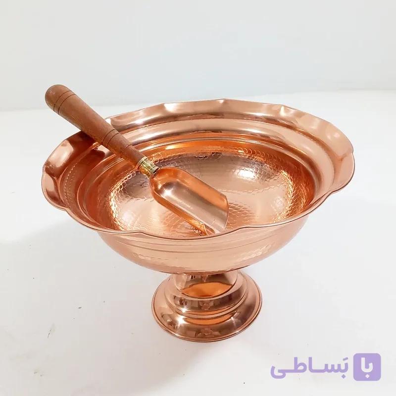 آجیل خوری دست ساز مسی همراه با قاشق آجیل مسی
